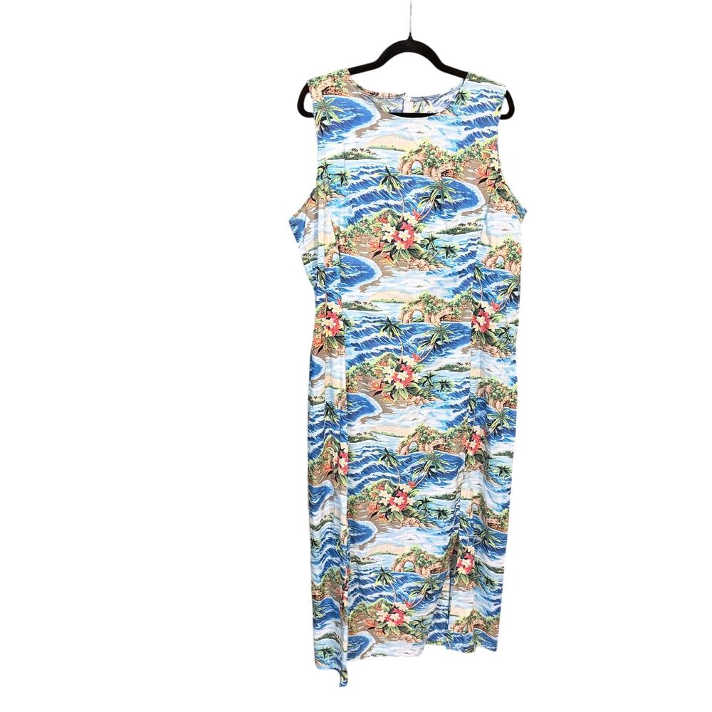 Vintage handmade tropical Hawaii long dress plus size hula girl resort vacation